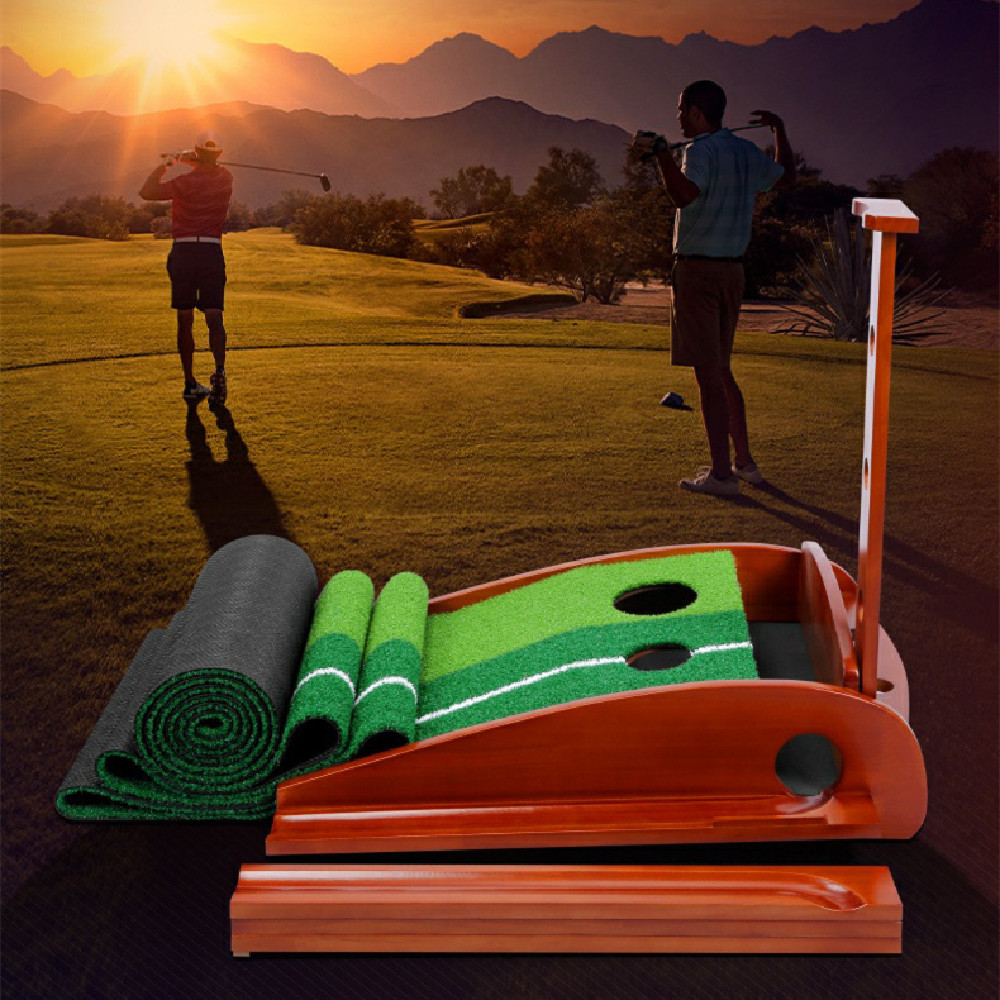 Tapis d'entrainement putting Luxe (bois et retour auto)