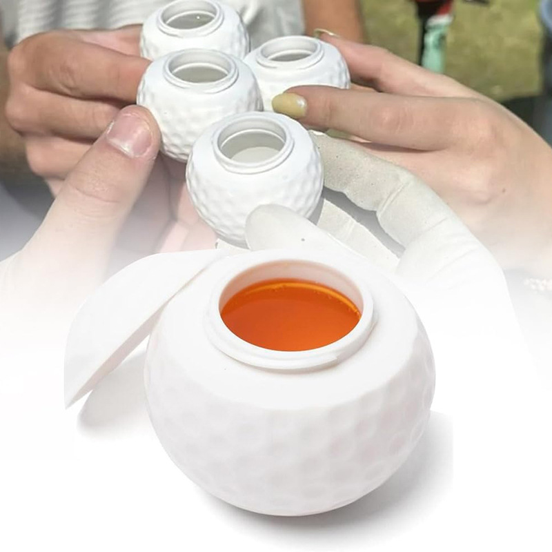 Set de 3 verres à shot balle de golf blancs en matériau APS résistant pour extérieur