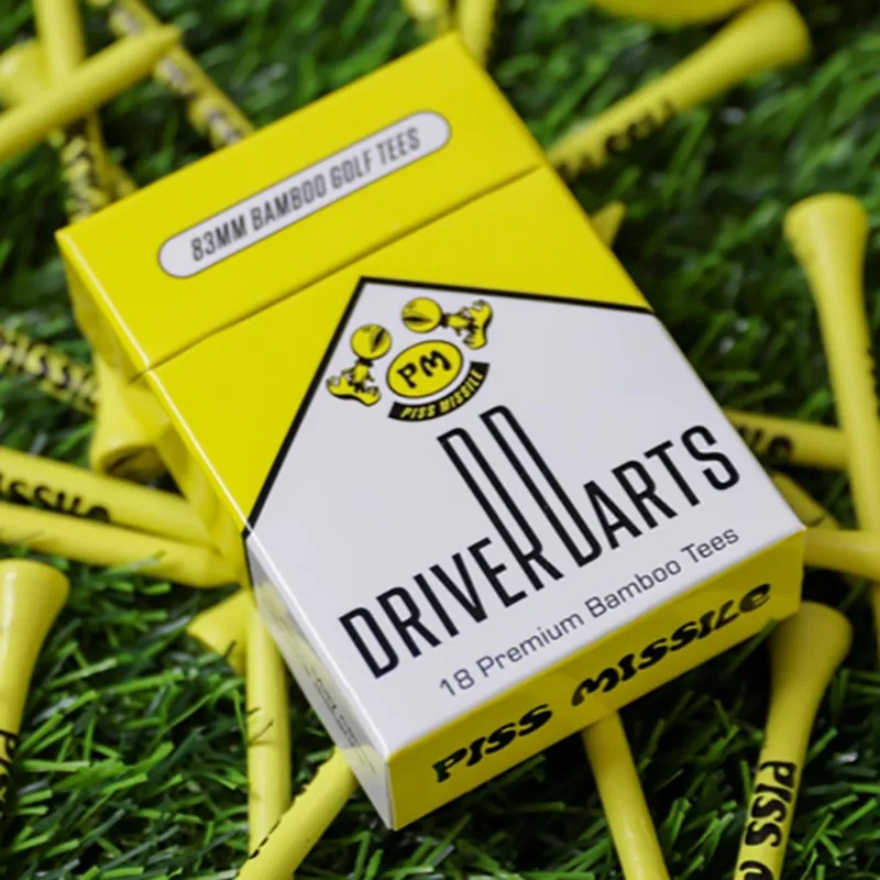 Lot de 18 unités du Tee de golf design fléchette de couleur jaune pour une visibilité optimale sur le green.